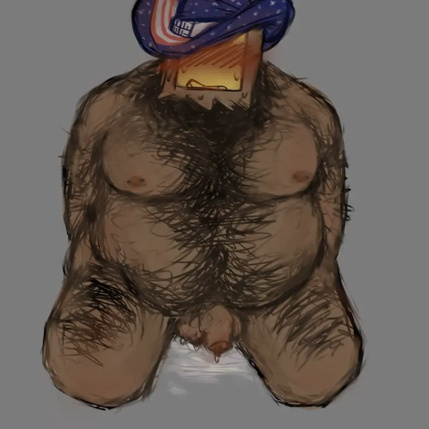 Image solo,male,penis,male_only,big_belly,solo_focus,flaccid,flaccid_penis,foreskin,uncircumcised,fat_male,uncut,nipple_piercing,blush_lines,fat,overweight,hairy,hairy_male,hairy_chest,hairy_body,cowboy_hat,cum_on_floor,masked_male,fat_belly,kneeling_on_ground,dialtown,norm_allen