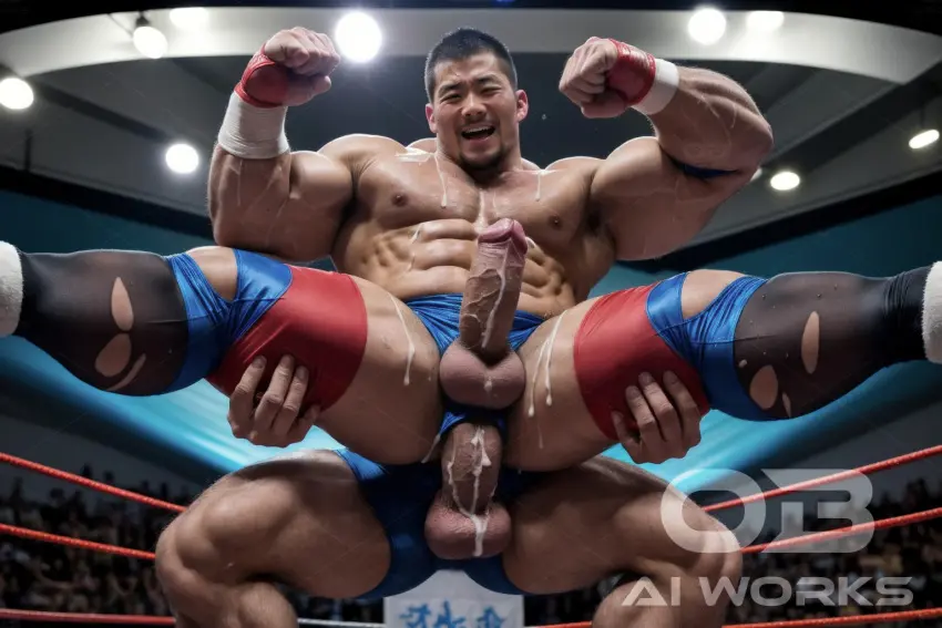 Image cum,male,penis,big_penis,sex,erection,muscular,muscular_male,watermark,2boys,ai_generated,anal,anal_sex,cum_in_ass,male/male,male_only,anus,spread_legs,gay,gay_sex,legs_held_open,cum_dripping_from_penis,public,realistic,pecs,cum_on_body,thick_penis,abs,fucked_from_behind,asian,big_muscles,male_penetrated,male_penetrating_male,cum_on_upper_body,gay_anal,muscles,anal_penetration,facial_hair,crowd_watching,cum_on_penis,wrestling,wrestling_outfit,public_nudity,cum_on_lower_body,public_sex,wrestler,audience,public_exposure,wrestling_ring,erect_while_penetrated,thrusting_into_ass,crowd,ob_aiworks