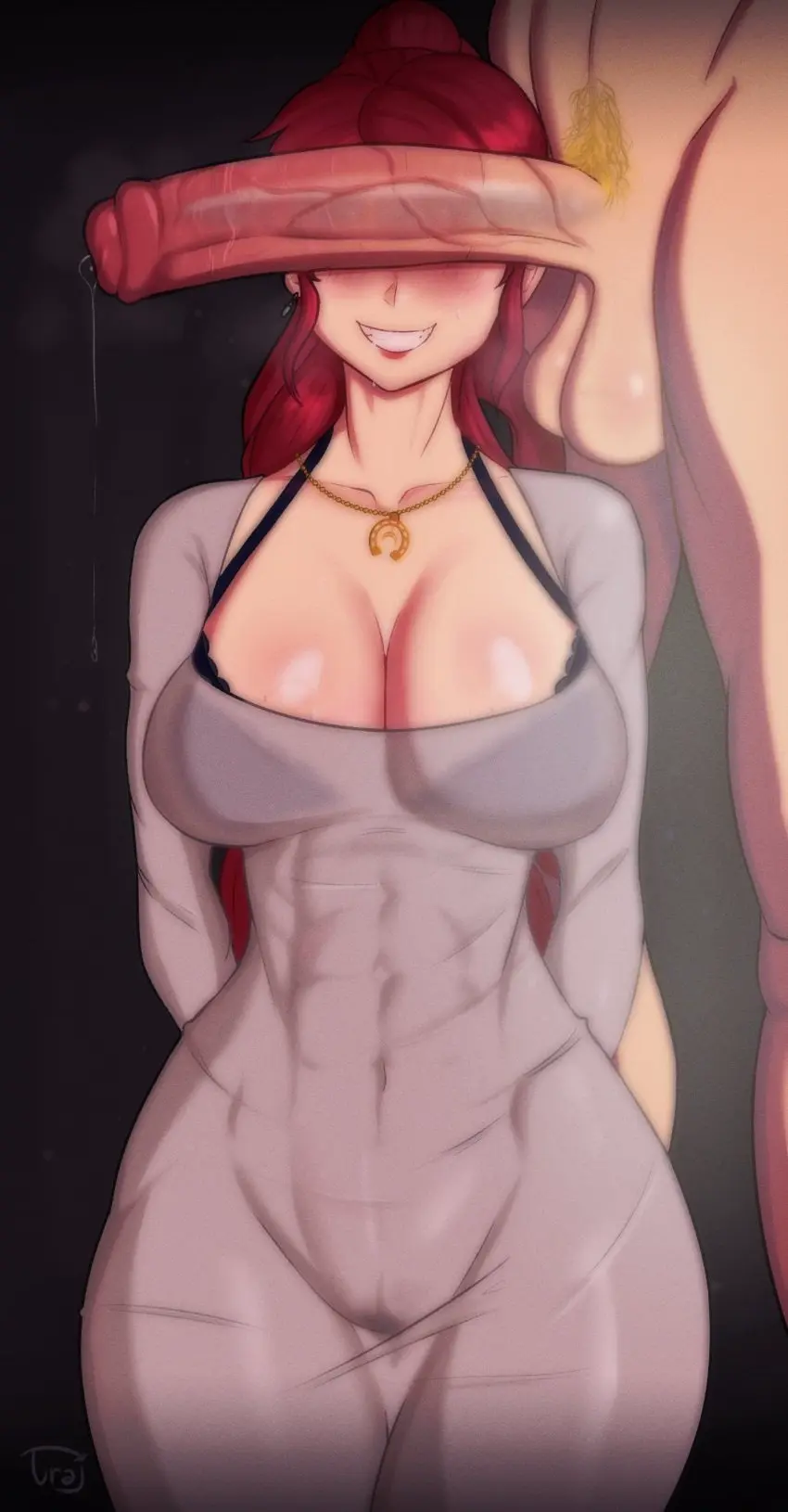 Image 1girls,female,shiny_skin,simple_background,smile,1boy,bangs,male,penis,sidelocks,red_hair,big_penis,ponytail,athletic,shiny_hair,black_background,light-skinned_male,tagme,necklace,fit,fit_female,see-through,lipstick,submissive,submissive_female,giant_penis,athletic_female,high_ponytail,see-through_clothing,horsecock,jaune_arc,rwby,horse_penis,pyrrha_nikos,cock_on_face,trajectory,horseshoe_ornament