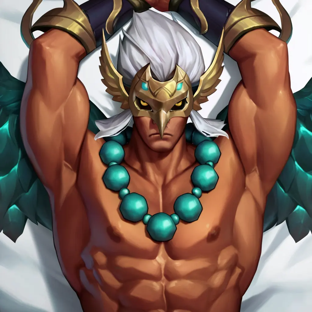 Image nipples,solo,male,armpits,ai_generated,male_only,solo_focus,stable_diffusion,inviting,abs,muscles,lying_on_back,hands_above_head,mobile_legends,mobile_legends:_bang_bang,mlbb,kaja_(mlbb)