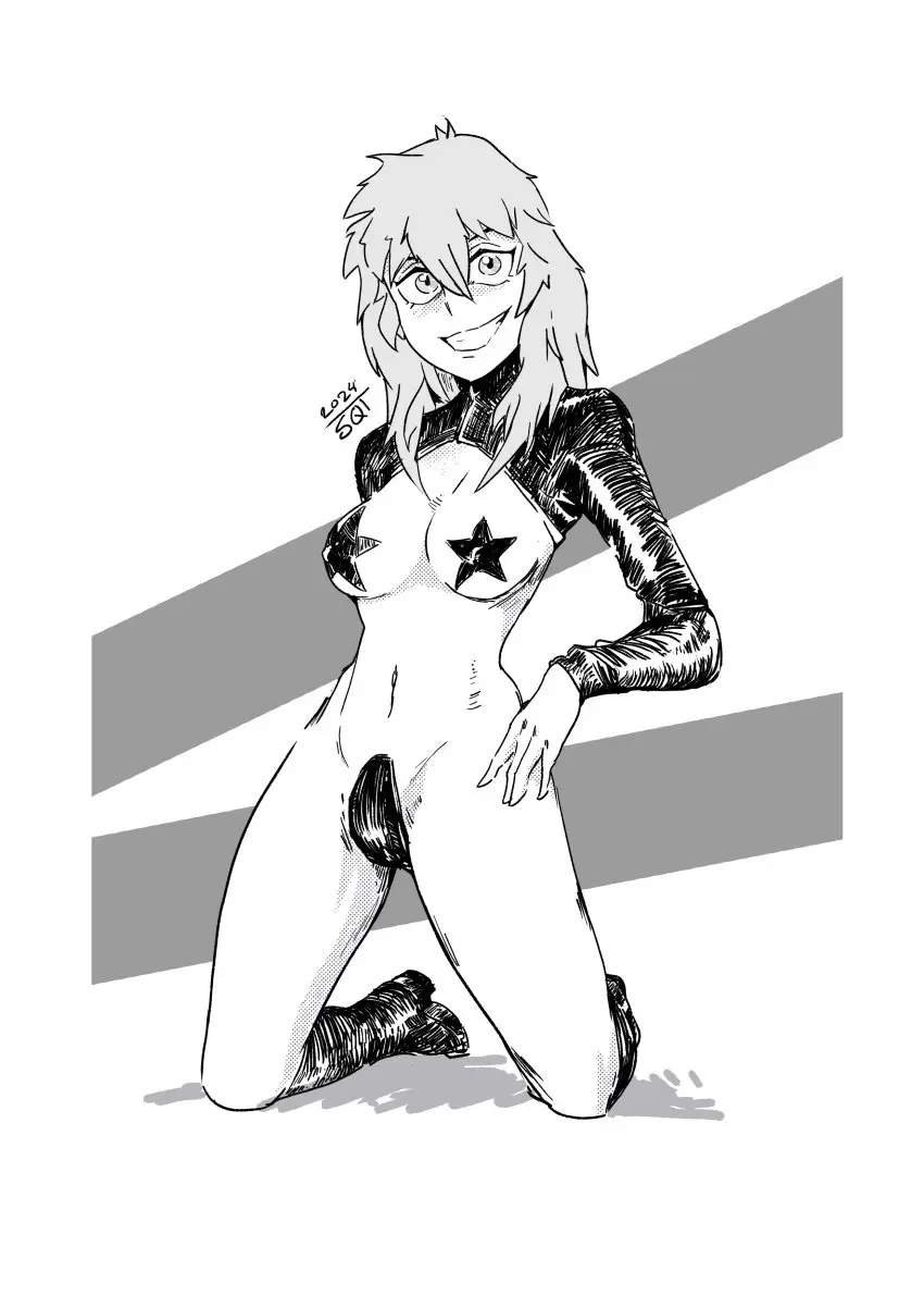 Image female,female_only,lingerie,pinup,monochrome,latex,revealing_clothes,pasties,skimpy_clothes,line_art,boots,no_color,star_pasties,colorless,pinup_pose,please_don't_bully_me,_nagatoro,c-string,pinup_girls,gamo-chan