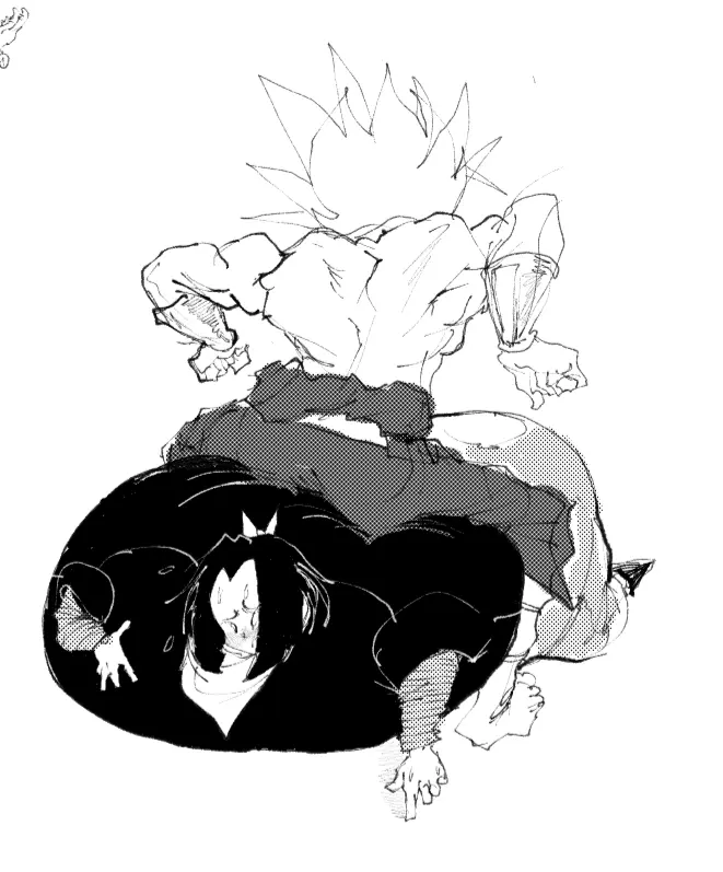 Image male, 2boys, femboy, male_only, dragon_ball, dragon_ball_z, inflation, domination, submissive_male, sitting_on_person, male_focus, belly_expansion, belly_inflation, super_saiyan, looner, body_inflation, android_17, lost_media, broly, broly_(dragon_ball_z)_1993