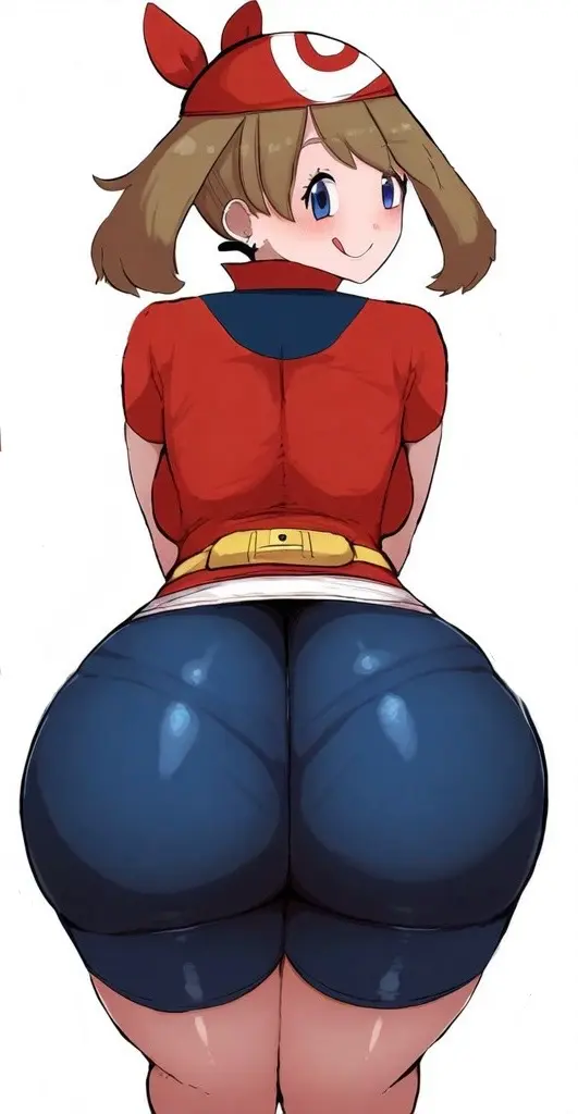 Image 1girls,breasts,female,female_only,looking_at_viewer,shirt,solo,standing,bangs,blue_eyes,pokemon,short_hair,tongue_out,ass,big_ass,big_butt,huge_ass,huge_butt,ai_generated,tagme,brown_hair,medium_hair,shorts,ass_focus,back_view,large_ass,large_butt,fully_clothed,backboob,shoes,may_(pokemon),bike_shorts,pokemon_rse,facing_away,butt_focus,:p,bandana