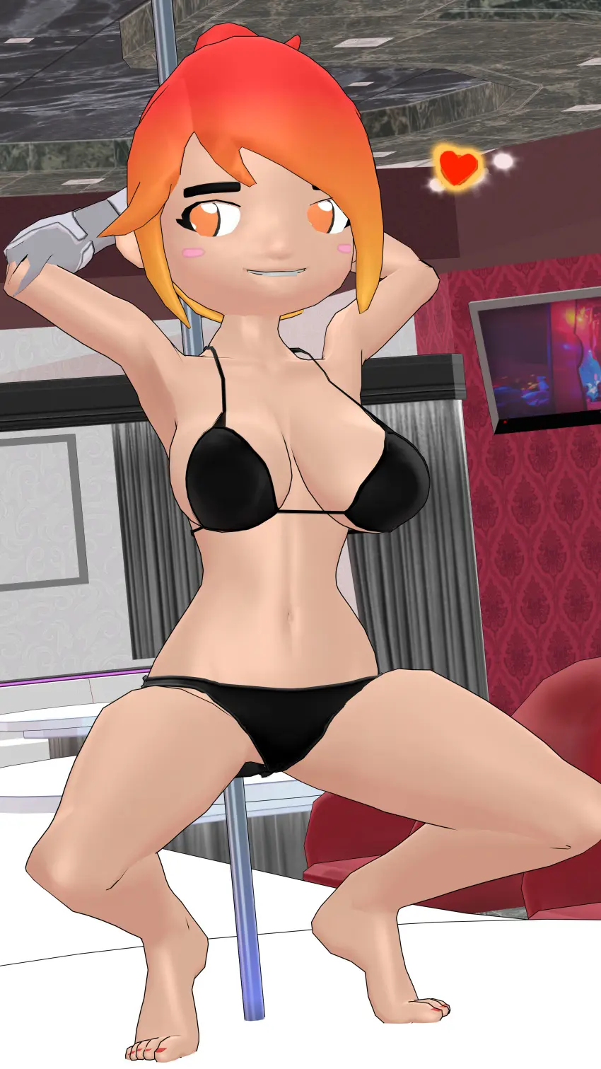 Image bikini,3d,black_panties,3d_(artwork),2024,sfm,garry's_mod,source_filmmaker,black_bra,pole,pole_dancing,robotic_arm,cybernetic_arm,glitch_productions,gmod,kapp-99,mikumikudance,smg4,meta_runner,belle_fontiere