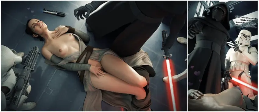 Image breasts,breasts_out,clothed,clothing,female,open_clothes,male,pussy,faceless_male,female_focus,small_breasts,thighs,text,legs,pubic_hair,realistic,dialogue,looking_at_another,heart,asphyxiation,hearts_around_head,speech_bubble,weapon,hairy_pussy,hand_between_legs,pubes,star_wars,choking,armor,confusion,ranged_weapon,helmet,hearts,question_mark,melee_weapon,gun,rey,stormtrooper,thighs_together,lightsaber,fugtrup,force_choke,kylo_ren,the_force