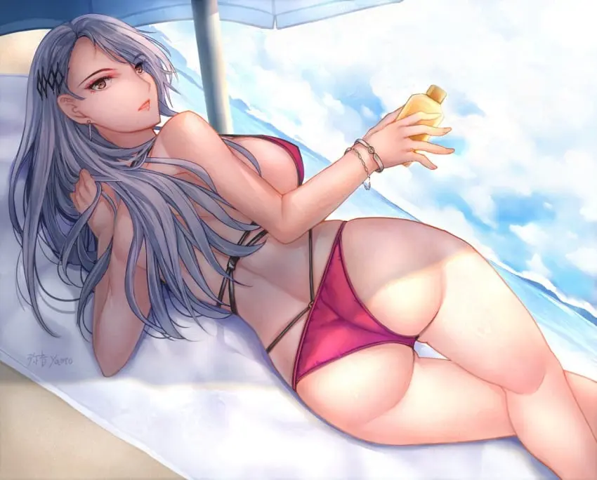 Image 1girls,big_breasts,breasts,brown_eyes,female,female_only,grey_hair,long_hair,solo,lying,bikini,boobs,panties,tits,ass,female_focus,beach,watermark,bare_shoulders,digital_drawing_(artwork),digital_media_(artwork),solo_female,solo_focus,2d,swimsuit,back,holding_object,bikini_top,hairpin,bracelet,2d_(artwork),2024,laying_down,back_view,towel,bikini_bottom,butt,persona,lying_on_side,big_boobs,lotion_bottle,covered_breasts,big_tits,megami_tensei,persona_5,pink_panties,bare_legs,laying,bracelets,beach_background,umbrella,lying_down,laying_on_side,holding_bottle,sae_niijima,lotion,yaoto