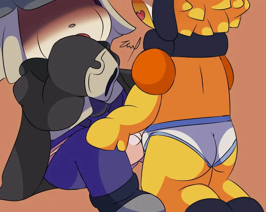 Image clothing,hi_res,male,underwear,duo,erection,humanoid,male/male,absurd_res,bandai_namco,digimon,digimon_(species),briefs,appmon_(species),offmon,onmon,zwll