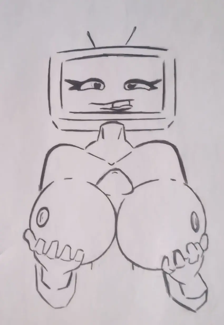 Image 1girls,breasts,female,nipples,1boy,male,penis,erection,2d,tagme,paizuri,penis_between_breasts,erect_penis,screen_face,skibidi_toilet,tv_head,tv_woman_(skibidi_toilet),tv_woman