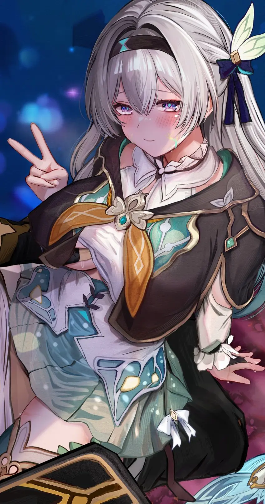 Image breasts,female,pov,grabbing,groping,honkai:_star_rail,v_sign,grabbing_breasts,caelus_(honkai:_star_rail),boob_grab,best_girl,firefly_(honkai:_star_rail),efuri_(riarea00)