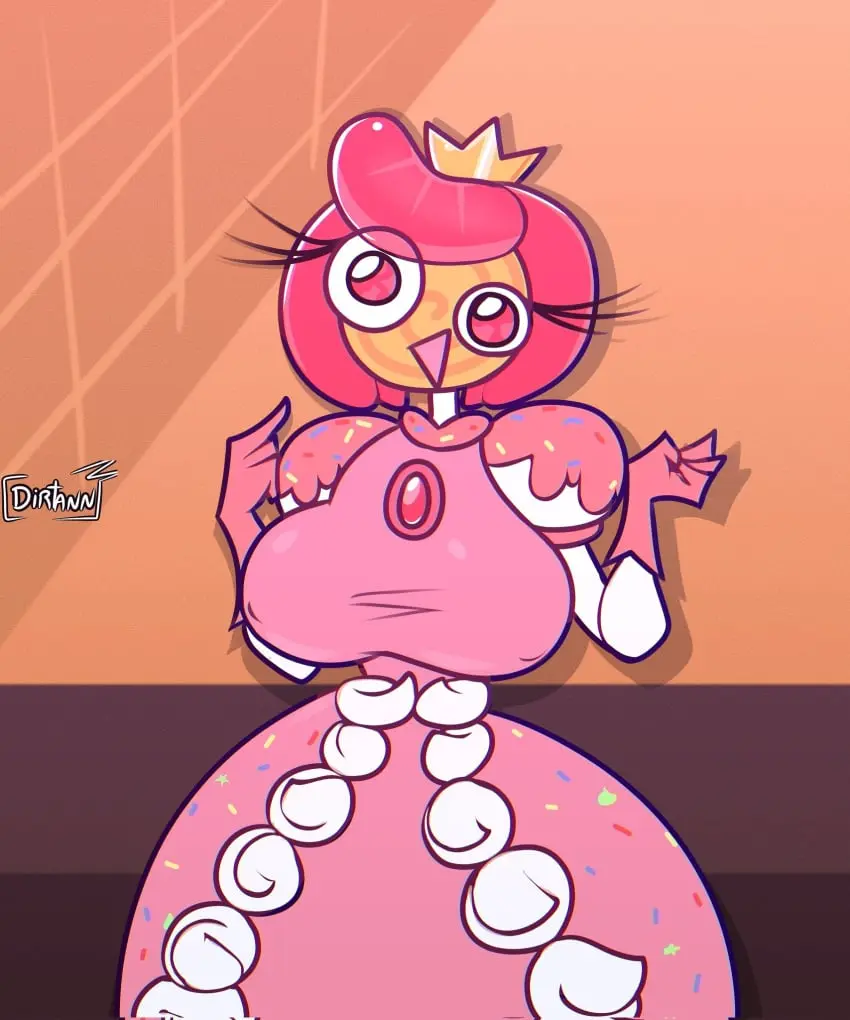 Image 1girls,big_breasts,breasts,female,female_only,open_mouth,smile,solo,open_smile,solo_female,pink_hair,pink_eyes,dress,cute,princess,matching_hair/eyes,crown,pink_dress,the_amazing_digital_circus,dirtann,princess_loolilalu