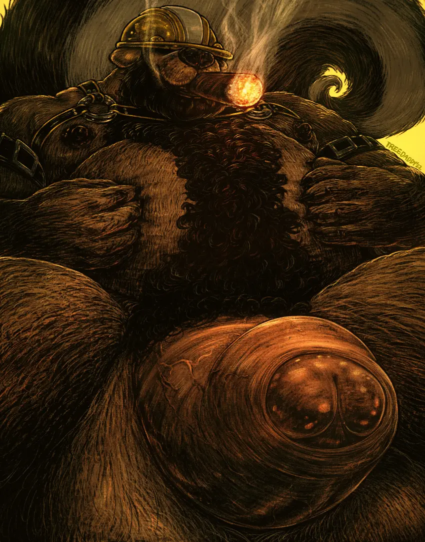 Image hi_res,looking_at_viewer,nipples,simple_background,solo,male,nude,penis,tail,big_penis,erection,humanoid_penis,muscular,muscular_male,yaoi,belly,big_belly,digital_media_(artwork),digital_painting_(artwork),headgear,solo_focus,straps,balls,hair,huge_cock,anthro,absurd_res,bara,big_balls,genitals,mammal,biceps,muscular_anthro,foreskin,uncircumcised,huge_balls,hyper_balls,hyper_penis,male_focus,bear,humanoid_genitalia,hybrid,overweight,hyper,hyper_genitalia,smoke,beard,armor,facial_hair,smoking,helmet,hairy,overweight_male,body_hair,abstract_background,chest_hair,overweight_anthro,harness,mephitid,skunk,hairy_belly,spiral,cigar,smoke_from_mouth,hands_on_belly,hard_hat,brent_(n0rdbara),spiral_background,lit_cigar,treedaddyart