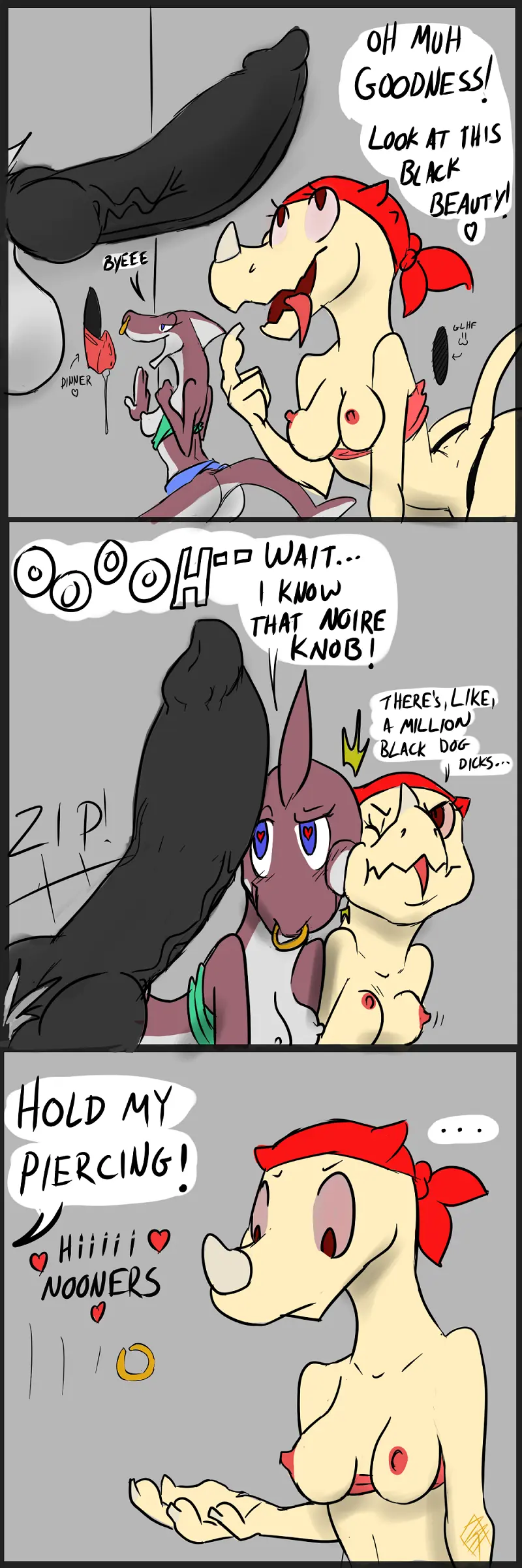 Image breasts,exposed_breasts,female,hi_res,male,penis,erection,male/female,anthro,piercing,absurd_res,after_oral,ambiguous_gender,comic,flaccid,genitals,mammal,dialogue,fish,marine,shark,animal_genitalia,animal_penis,canine_genitalia,canine_penis,group,trio,nose_piercing,facial_piercing,imminent_oral,kerchief,glory_hole,rhinoceros,bandana,septum_piercing,notactuallyhere