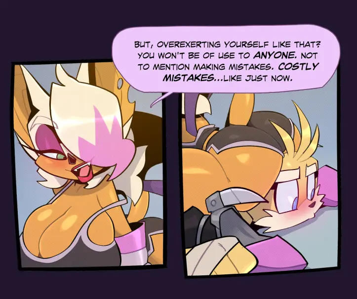 Image big_breasts,breasts,female,blue_eyes,male,furry,duo,tan_skin,hair,male/female,anthro,furry_female,tan_body,blonde_hair,comic,canid,canine,fur,mammal,yellow_fur,sega,sonic_(series),sonic_the_hedgehog_(series),fox,furry_male,older_female,younger_male,age_difference,bat,rouge_the_bat,miles_prower,bigdad