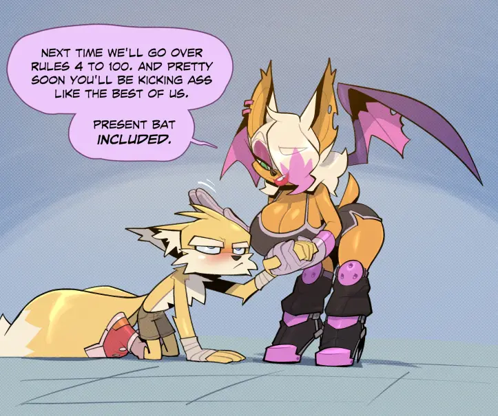 Image big_breasts,breasts,female,blue_eyes,male,duo,tan_skin,hair,male/female,anthro,tan_body,blonde_hair,comic,canid,canine,fur,mammal,yellow_body,yellow_fur,sega,sonic_(series),sonic_the_hedgehog_(series),fox,older_female,younger_male,anthro_on_anthro,age_difference,bat,rouge_the_bat,miles_prower,tails,tails_the_fox,bigdad