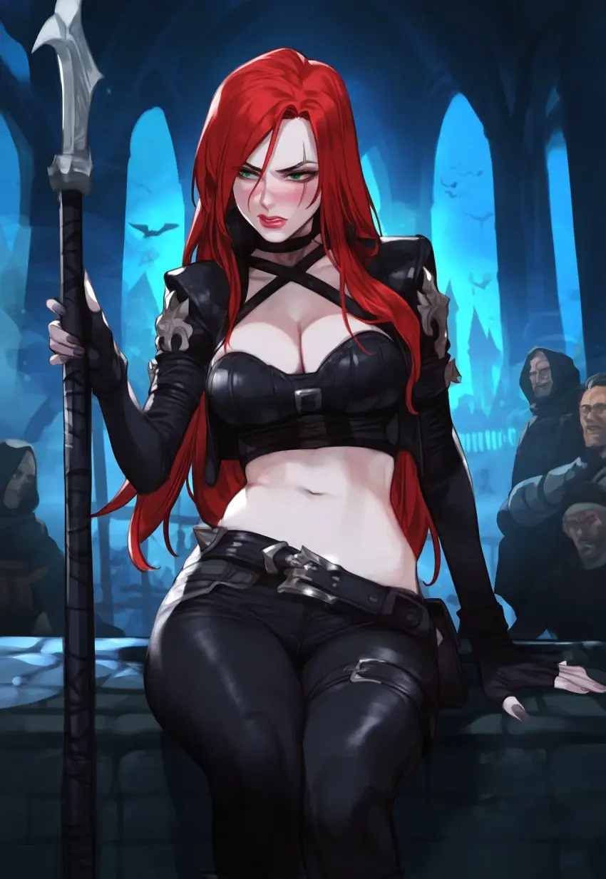 Image female,red_hair,ai_generated,league_of_legends,katarina_du_couteau,pumpkinseed