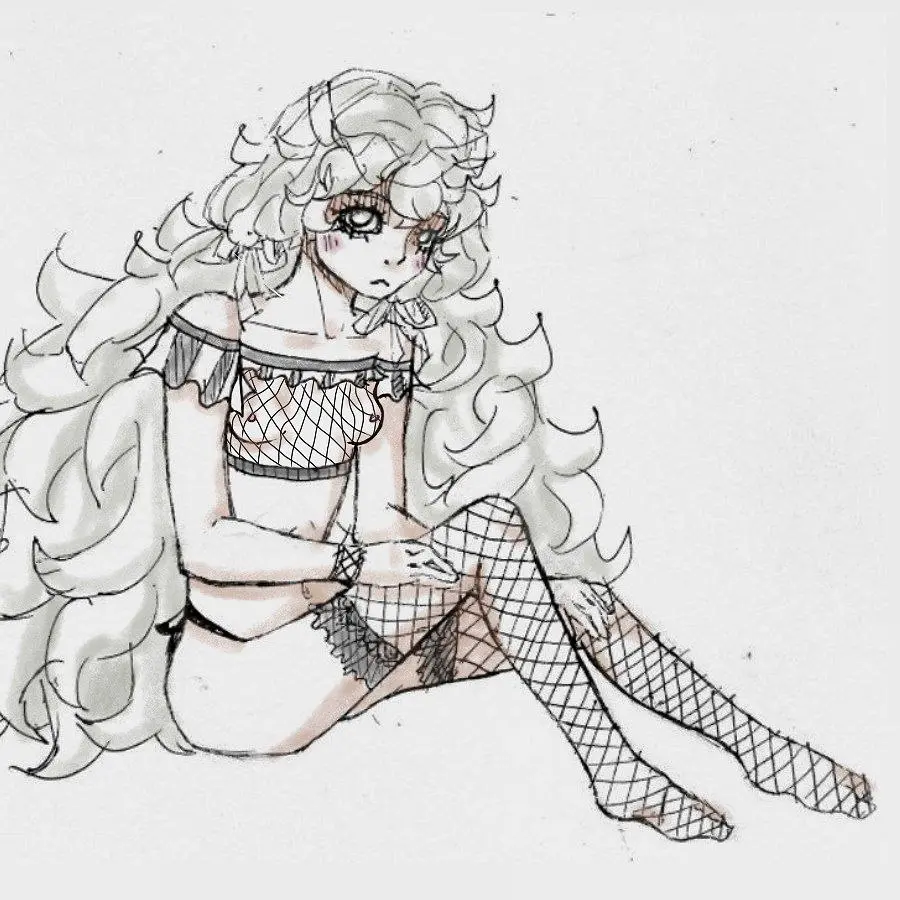 Image 1girls,breasts,female,female_only,light-skinned_female,light_skin,long_hair,looking_at_viewer,solo,white_hair,small_breasts,areolae,tagme,fishnets,white_body,fluffy,fluffy_hair,fishnet_thighhighs,fishnet_clothing,fishnet_legwear,fishnet_stockings,fishnet,fishnet_topwear,charlotte_wiltshire,hello_charlotte,q84