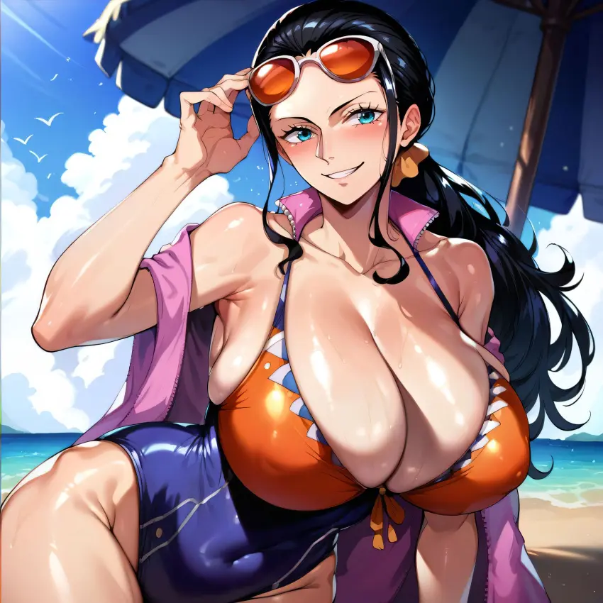 Image 1girls,big_breasts,breasts,female,female_only,large_breasts,nipples,solo,sweat,thick_thighs,thighs,one_piece,beach,ai_generated,huge_breasts,sunglasses_on_head,swimsuit,artist_request,busty,curvy,curvy_body,curvy_female,curvy_figure,outdoors,alternate_breast_size,curvaceous,sweating,sweaty,sweaty_body,sweaty_breasts,swimwear,sunglasses,nico_robin,bostin