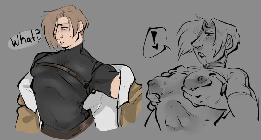 Image breasts,1boy,male,small_breasts,male_only,pinup,squeezing_breast,sketch_page,fanart,nipple_bulge,pectorals,suggestive,resident_evil,resident_evil_2,resident_evil_2_remake,old_art,grabbing_breasts,male_with_breasts,leon_scott_kennedy,resident_evil_4,resident_evil_4_remake,bileshroom,pectoral_bulge,pec_grasp