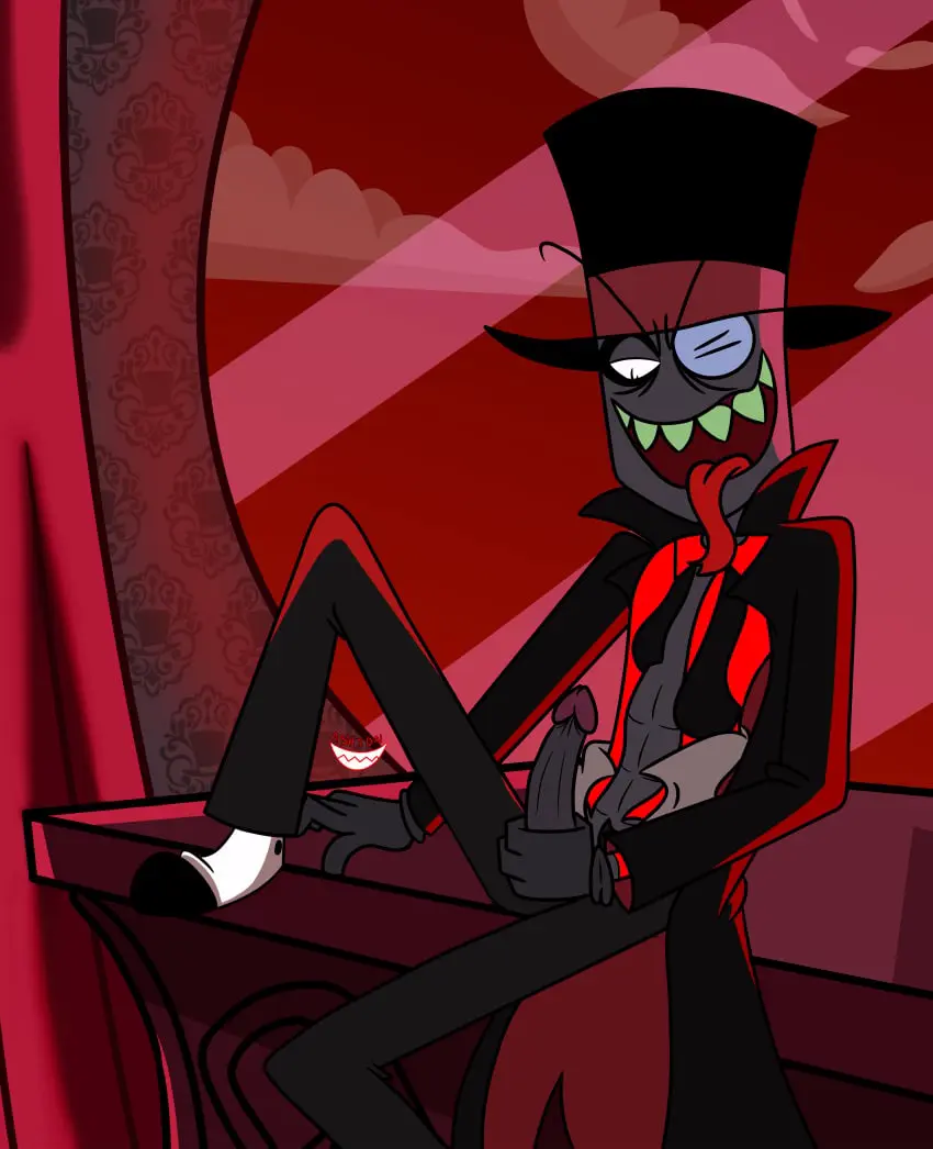 Image clothed, clothing, solo, 1boy, male, male_only, masturbation, skinny, male_focus, toony, top_hat, cartoon_network, suit, villainous, untied_tie, jacking_off, ashtondark, black_hat_(villainous)