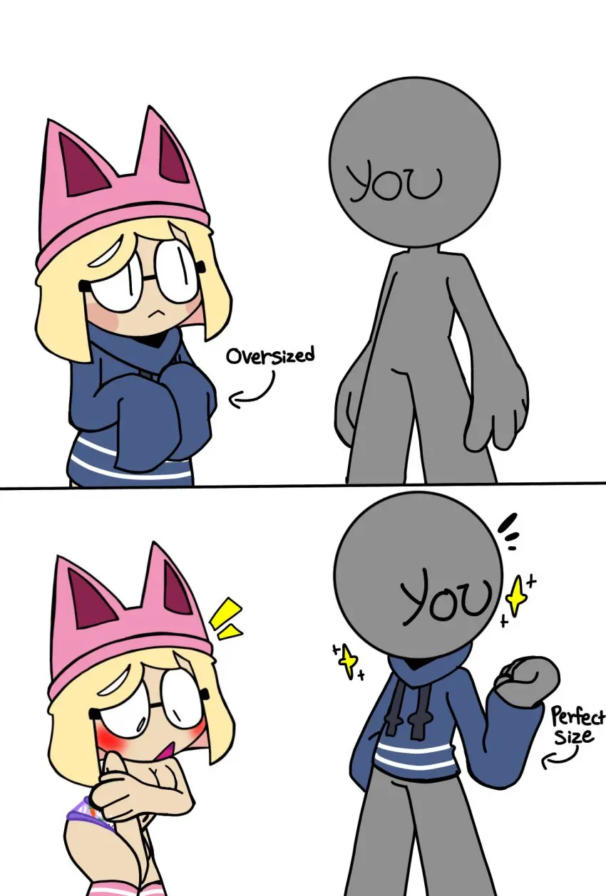 Image blush,female,nude,panties,hat,embarrassed,glasses,nude_female,blonde_hair,naked,naked_female,hoodie,embarrassed_nude_female,blonde,assisted_exposure,enf,stripped,kakaswbehdu
