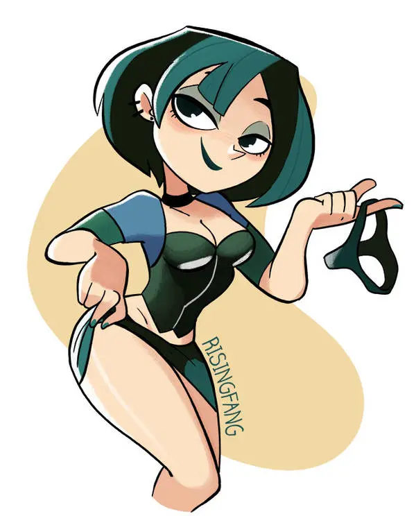 Image female,female_only,smile,panties,single_girl,gwen_(tdi),total_drama_island,smirk,undressing,teal_hair,teal_lipstick,risingfang