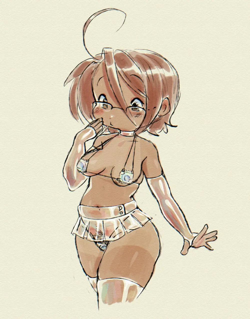 Image 1girls,female,nude,bikini,tagme,looking_down,pubic_hair,transparent_clothing,saucy