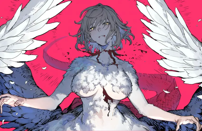 Image 1girls,female,wings,tagme,artist_request,blood,dungeon_meshi,taur,falin_touden,falin_touden_(chimera)