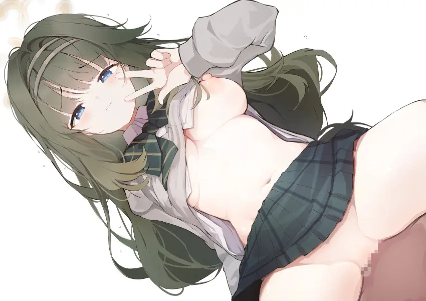 Image bow,breasts,female,highres,large_breasts,looking_at_viewer,nipples,simple_background,white_background,1boy,absurdres,blue_eyes,male,navel,pussy,sweat,blue_archive,sex,cowgirl_position,hairband,halo,vaginal_penetration,censored,brown_hair,mosaic_censoring,trembling,skirt,straddling,closed_mouth,pleated_skirt,commentary_request,stomach,brown_hairband,puffy_nipples,one_breast_out,bowtie,deep_penetration,^^^,black_bow,black_skirt,cardigan,black_bowtie,striped_clothes,w,tsumugi_(blue_archive),grey_cardigan,brown_halo,teranekosu,diagonal-striped_bow,diagonal-striped_bowtie,diagonal-striped_clothes