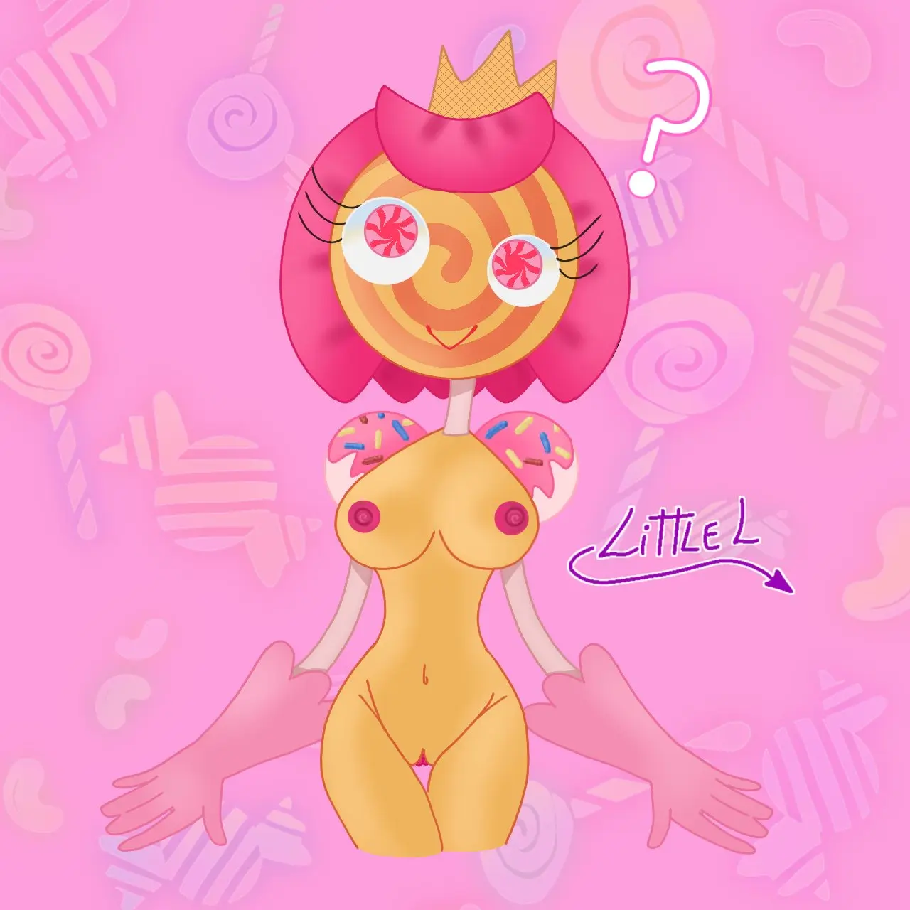 Image 1girls,female,nipples,nude,pink_hair,nude_female,the_amazing_digital_circus,candy,candy_girl,princess_loolilalu,candy_hair,little_l