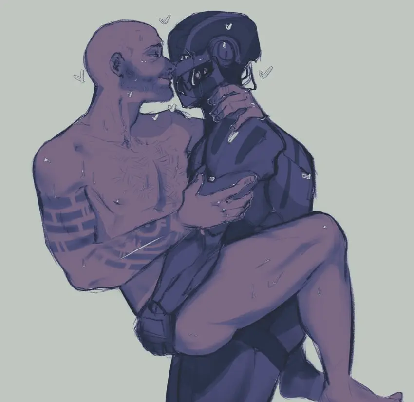 Image human,nipples,male,male/male,male_only,yaoi,tattoo,tattooed_arm,tagme,canon_couple,gay,heart,carrying_partner,hearts_around_head,carrying,bald,beard,lifting_person,robot,robot_humanoid,robot_boy,bungie,tattoos,holding_partner,intimate,destiny_2,guardian_(destiny),bald_male,lovers,destiny_(game),exo,titan_(destiny),human/robot,warlock_(destiny),osiris_(destiny),saint-14,squibstash