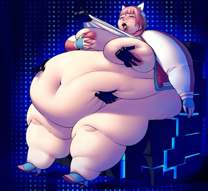 Image 1girls,breasts,female,female_only,animal_ears,pussy,huge_belly,solo_female,huge_breasts,pink_hair,sitting,half-closed_eyes,white_shirt,groping,fat,fat_female,overweight_female,fat_fetish,morbidly_obese,morbidly_obese_female,obese,ssbbw,ussbbw,pink_footwear,obese_female,disembodied_hand,weight_gain,fat_belly,force_feeding,ai:_the_somnium_files,pink_jacket,exposed_fat_belly,hand_on_another's_stomach,cat_ear_headphones,groping_fat,better_with_salt,cyberspace,iris_sagan