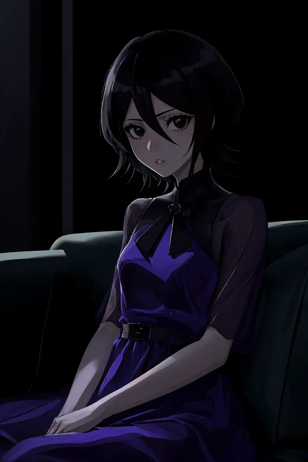 Image 1girls,female,solo,black_hair,short_hair,ai_generated,solo_focus,medium_hair,bleach,kuchiki_rukia