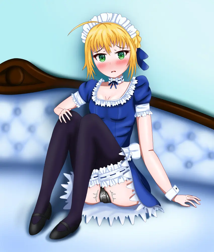 Image 1girls,female,female_only,highres,absurdres,choker,tagme,blonde_hair,green_eyes,dress,stockings,maid,maid_uniform,maid_headdress,fully_clothed,uniform,fate_(series),fate/stay_night,chastity,chastity_device,non-web_source,chastity_belt,female_chastity,artoria_pendragon_(fate),saber_(fate),snowwart