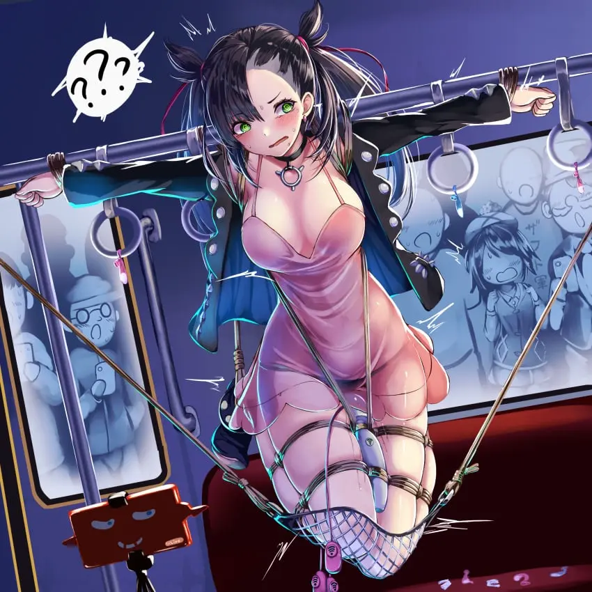 Image blush,breasts,female,highres,large_breasts,open_mouth,smile,2girls,black_hair,male,multiple_girls,pokemon,pussy,sweat,choker,earrings,hat,grin,jewelry,outstretched_arms,green_eyes,dress,pussy_juice,trembling,medium_hair,condom,twintails,multiple_boys,restrained,public,sex_toy,alternate_breast_size,see-through,black_choker,commentary_request,jacket,surprised,bondage,?,phone,@_@,spoken_question_mark,beret,6+boys,cellphone,smartphone,bound,facial_hair,vibrator,moustache,rope,struggling,asymmetrical_bangs,black_jacket,gloria_(pokemon),pokemon_ss,pink_dress,hitachi_magic_wand,egg_vibrator,used_condom,train_interior,looking_to_the_side,rotom_phone,public_indecency,marnie_(pokemon),rotom,??,remote_control_vibrator,monikano,tripod,public_vibrator