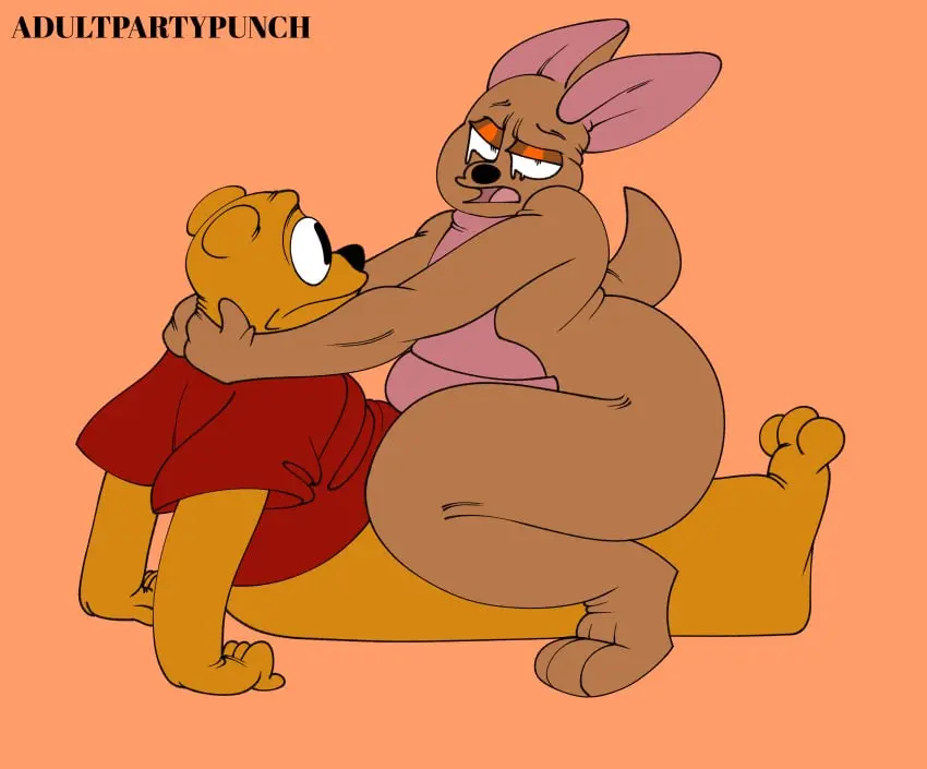 Image female,male,furry,female_focus,male/female,anthro,public_domain,male_focus,meme,meme_reference,plushie,literature,plushophilia,kanga,winnie_the_pooh_(franchise),pooh_bear,adultpartypunch