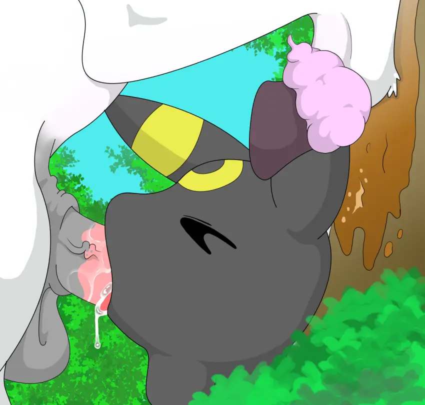 Image cum,cum_in_mouth,eeveelution,male,oral,penis,pokemon,pokemon_(species),umbreon,sex,duo,fellatio,solo_focus,cum_inside,closed_eyes,ambiguous_gender,nintendo,genital_fluids,bodily_fluids,canid,canine,fur,genitals,mammal,black_body,irrumatio,white_body,outside,tree,penile,animal_genitalia,animal_penis,nature,nature_background,plant,hooves,feral,equine_genitalia,equid,equine,generation_8_pokemon,equine_penis,black_fur,leaning_on_object,generation_2_pokemon,regional_form_(pokemon),shrub,neck_bulge,galarian_form,galarian_ponyta,malawrist