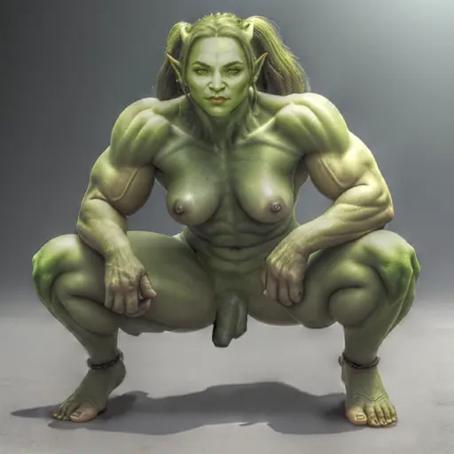 Image penis,1futa,futanari,intersex,muscular,ai_generated,green_skin,flaccid,flaccid_penis,orc,muscles,muscular_futa,orc_futa