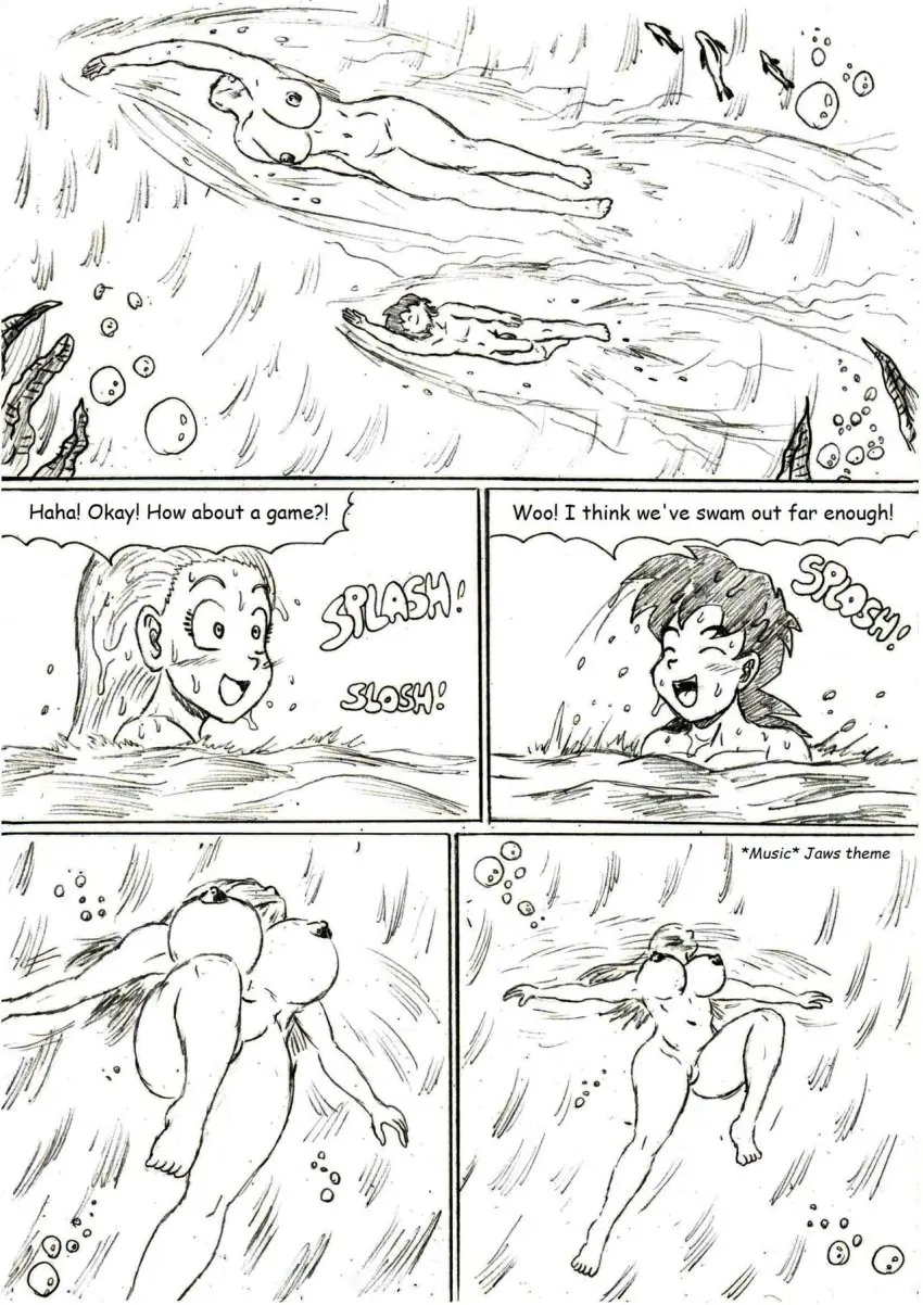 Image 1girls,big_breasts,breasts,female,1boy,male,nude,water,ocean,nude_female,nude_male,dragon_ball,dragon_ball_z,wet,pov,black_and_white,wet_body,partially_submerged,scene_interpretation,sea,parody,underwater,skinny_dipping,swimming,maron,son_gohan,thewritefiction,son_gohan_(young),underwater_view,jaws_(film)