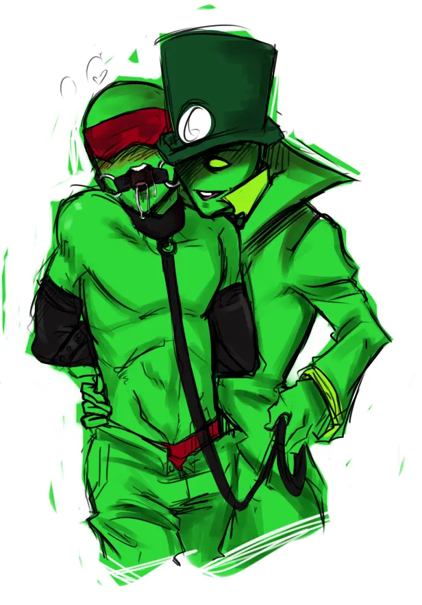 Image male,2boys,male/male,male_only,yaoi,color,2d,green_skin,gay,collar,submissive_male,submissive,bondage,male_focus,hands_behind_back,leash,2d_artwork,fully_clothed,top_hat,blindfolded,alien,ball_gag,leashed_collar,alien_humanoid,fully_clothed_male,half_naked,alien_boy,homestuck,ms_paint_adventures,the_felt,leprechaun_(homestuck),leashed,2013,crowbar_(homestuck),die_(homestuck),mikkynga
