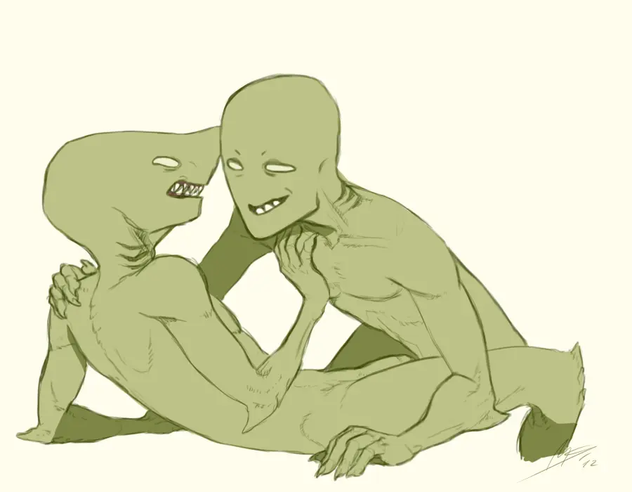 Image male,humanoid,2boys,male/male,yaoi,color,teeth_showing,2d,naked,green_skin,looking_at_partner,gay,hand_on_shoulder,romantic,romantic_couple,artist_signature,looking_at_another,shark,2d_artwork,gills,naked_male,alien,white_eyes,imminent_sex,alien_humanoid,lying_on_back,shark_humanoid,alien_boy,hand_on_partner,hand_on_chest,lying_down,shark_teeth,homestuck,ms_paint_adventures,leprechaun_(homestuck),2012,shark_boy,fin_(homestuck),rollingthedices,trace_(homestuck)