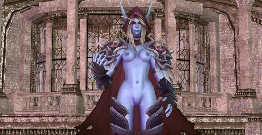 Image 1girls,female,solo,nude,athletic,blonde_hair,warcraft,world_of_warcraft,3d,athletic_female,blizzard_entertainment,blue_skin,undead,forsaken,sylvanas_windrunner,undead_(warcraft),darkdeltabrony