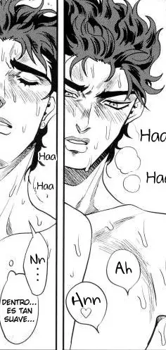 Image male,sweat,male_only,spanish_text,implied_sex,jojo's_bizarre_adventure,stardust_crusaders,offscreen_sex,jotaro_kujo,amarans
