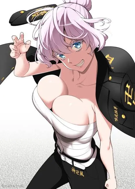 Image 1girls,big_breasts,breasts,female,female_only,pink_hair,commentary_request,non_nude,request,sarashi,tokyo_revengers,delinquent,gangster,senju_kawaragi