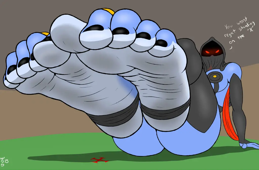 Image humanoid,feet,text,foot_fetish,soles,dialogue,toe_ring,colored_nails,foot_focus,blue_skin,big_feet,5_toes,stirrup_socks,zp92,abriika