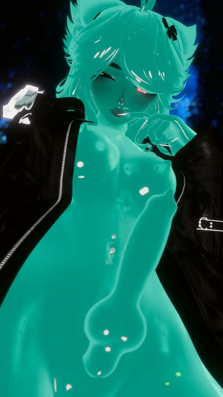 Image penis,1futa,futanari,intersex,green_skin,winking_at_viewer,3d,green_hair,jacket,green_body,green_nipples,slime,3d_model,slime_girl,slime_monster,jacket_open,knotted_penis,vrchat,vrchat_avatar,vrchat_media,vrchat_model,transparent_body,belly_piercing,vr_media,transparent_penis,transparent,content_creator,maxi_the_muse