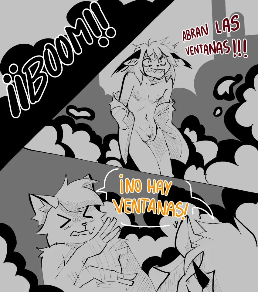 Image hi_res,male,nude,intersex,anthro,text,absurd_res,closed_eyes,mammal,translated,feline,angry,cuntboy,bovid,bovine,group,trio,felid,scared_face,smoke,domestic_cat,felis,explosion,page_2,nyon_katze,hornymitch,ottis,airam_denhial,boom