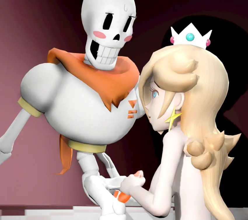 Image 1girls,blush,breasts,female,1boy,gloves,male,penis,straight,sweat,lying,blonde_hair,medium_breasts,indoors,mario_(series),nintendo,3d,masturbation,precum,3d_(artwork),surprised,interspecies,blonde_hair_female,3d_model,blonde_female,clothed_male_nude_female,sfm,scarf,undertale,crossover,crown,skeleton,undertale_(series),source_filmmaker,white-skinned_female,eastern_and_western_character,super_mario_galaxy,princess_rosalina,papyrus,papyrus_(undertale),rosetta_(super_mario_galaxy),weird_crossover,masturbating_other