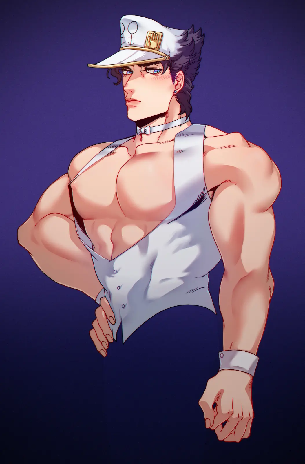 Image solo,1boy,male,muscular,male_only,jojo's_bizarre_adventure,dilf,diamond_is_unbreakable,jotaro_kujo,less_end