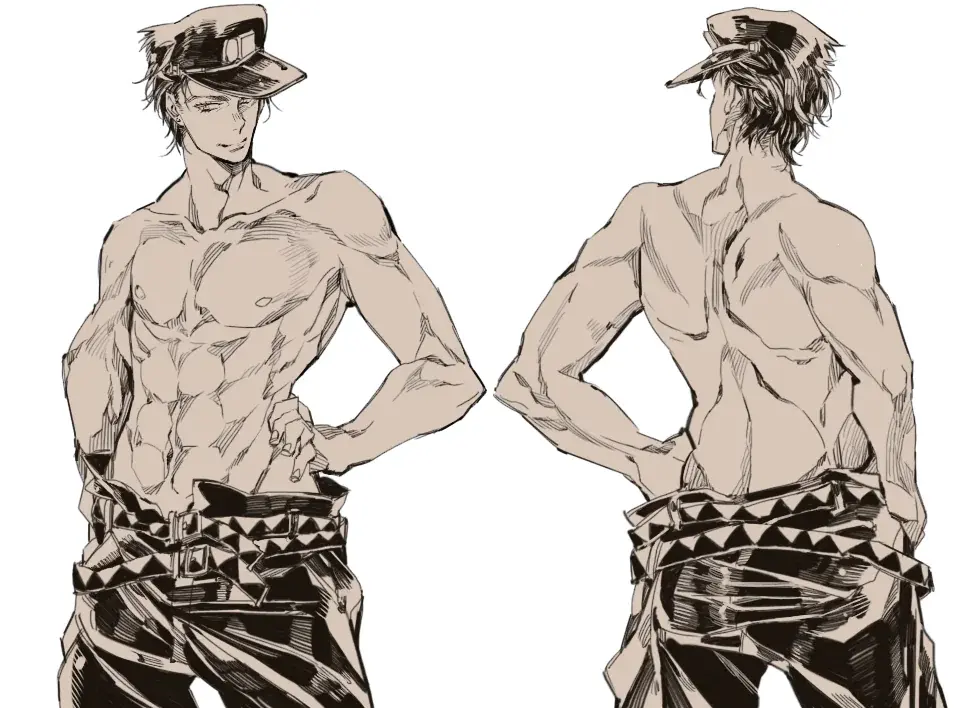 Image solo,1boy,male,muscular,muscular_male,male_only,jojo's_bizarre_adventure,stardust_crusaders,shirtless_male,jotaro_kujo
