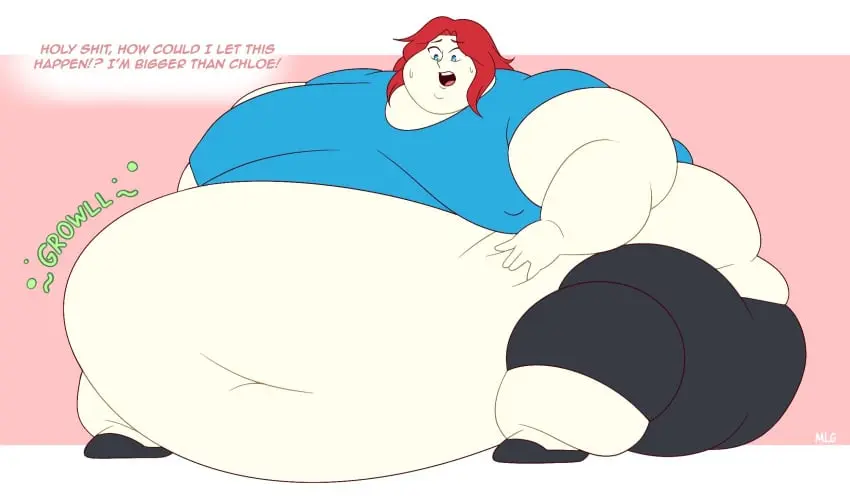 Image 1girls,2023,breasts,female,hi_res,highres,solo,blue_eyes,navel,short_hair,sweat,red_hair,female_focus,thick_thighs,thighs,belly,huge_belly,solo_female,solo_focus,huge_breasts,text,original_character,looking_down,sweatdrop,surprised,english_text,high_resolution,oc,nipple_bulge,fat,overweight,overweight_female,hyper,english,fat_fetish,morbidly_obese,morbidly_obese_female,obese,ssbbw,ussbbw,bbw,obese_female,hyper_belly,gigantic_belly,immobile,mrlowground,massive_belly,fat_arms,natalie_(better_with_salt)